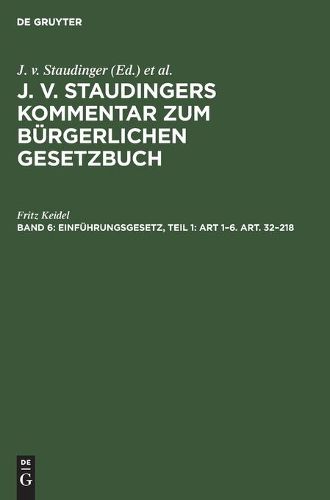 Cover image for Einfuhrungsgesetz, Teil 1: Art 1-6. Art. 32-218