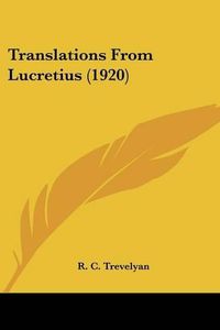 Cover image for Translations from Lucretius (1920)