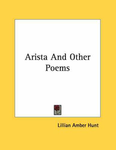 Cover image for Arista and Other Poems