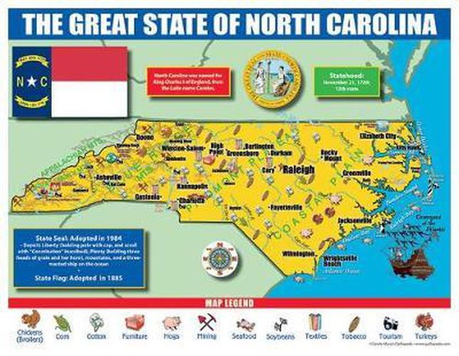North Carolina State Map for Students - Pack of 30