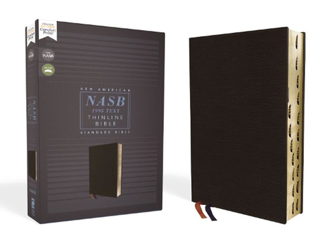 Cover image for NASB, Thinline Bible, Bonded Leather, Black, Red Letter, 1995 Text, Thumb Indexed, Comfort Print