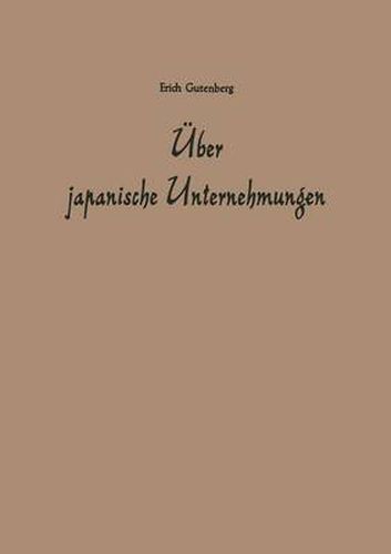 Cover image for UEber Japanische Unternehmungen