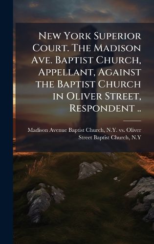Cover image for New York Superior Court. The Madison Ave. Baptist Church, Appellant, Against the Baptist Church in Oliver Street, Respondent ..