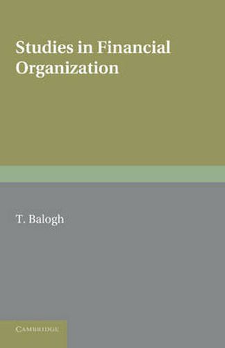 Cover image for Studies in Financial Organization