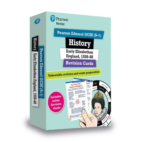 Cover image for Pearson REVISE Edexcel GCSE (9-1) History Elizabethan England Revision Cards: for home learning, 2022 and 2023 assessments and exams