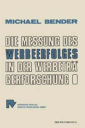 Cover image for Die Messung Des Werbeerfolges in Der Werbetragerforschung