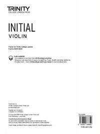 Cover image for Trinity College London Violin Exam Pieces From 2020: Initial (part only)