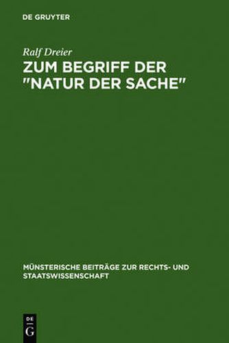 Cover image for Zum Begriff Der Natur Der Sache