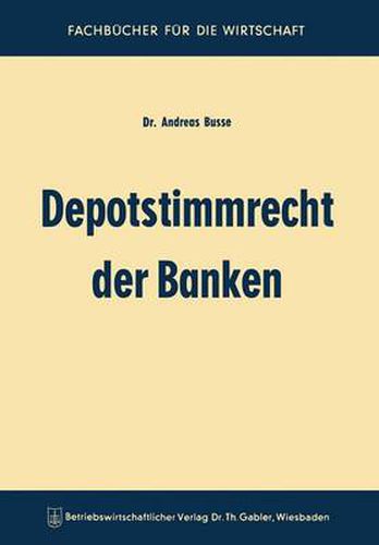 Cover image for Depotstimmrecht Der Banken