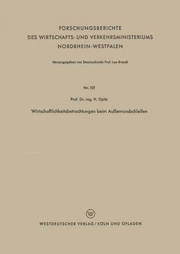 Cover image for Wirtschaftlichkeitsbetrachtungen Beim Aussenrundschleifen