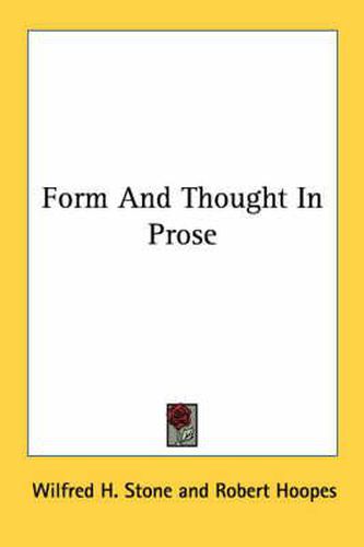 Cover image for Form and Thought in Prose