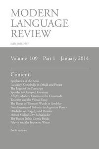 Cover image for Modern Language Review (109: 1) January 2014