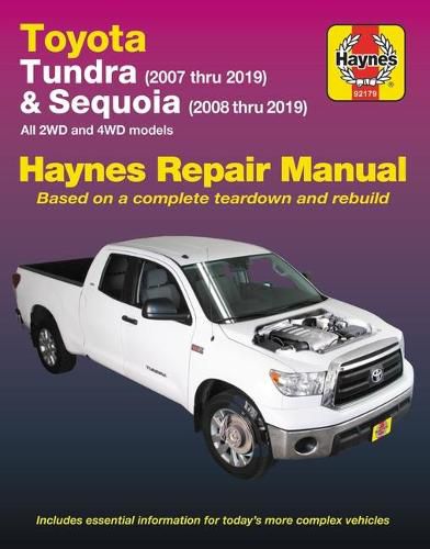 Cover image for Toyota Tundra 2007 Thru 2019 and Sequoia 2008 Thru 2019 Haynes Repair Manual: All 2wd and 4WD Models