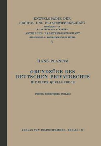 Cover image for Grundzuge Des Deutschen Privatrechts: Mit Einem Quellenbuch