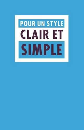 Cover image for Pour un style clair et simple