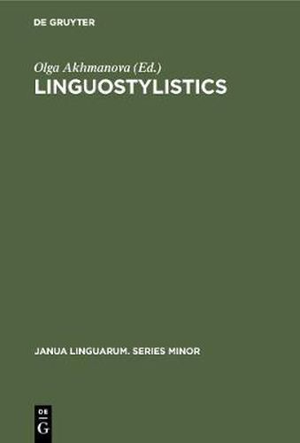 Cover image for Linguostylistics: Theory and method