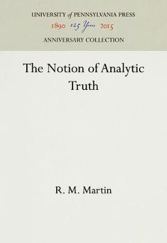 Cover image for The Notion of Analytic Truth