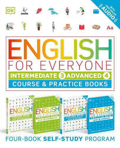 Cover image for English for Everyone: Intermediate and Advanced Box Set: Course and Practice BooksaEURO Four-Book Self-Study Program