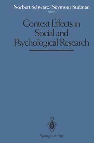 Cover image for Context Effects in Social and Psychological Research