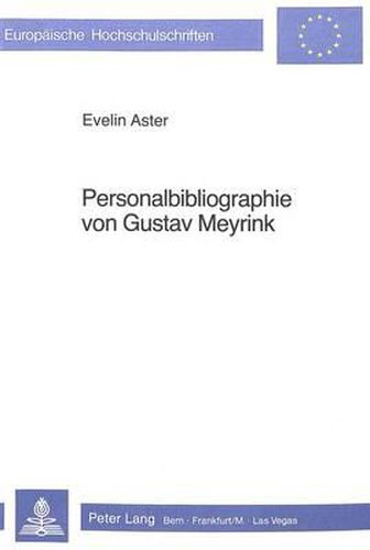 Cover image for Personalbibliographie Von Gustav Meyrink