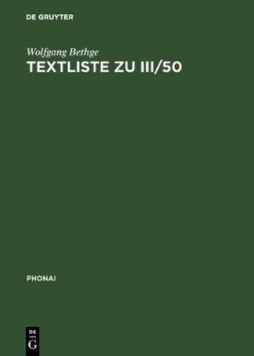 Cover image for Textliste zu III/50