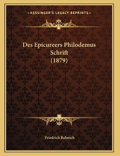 Des Epicureers Philodemus Schrift (1879)