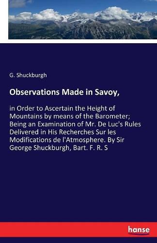 Cover image for Observations Made in Savoy,