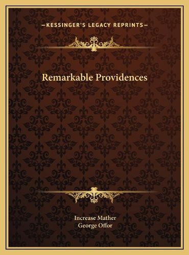 Cover image for Remarkable Providences Remarkable Providences