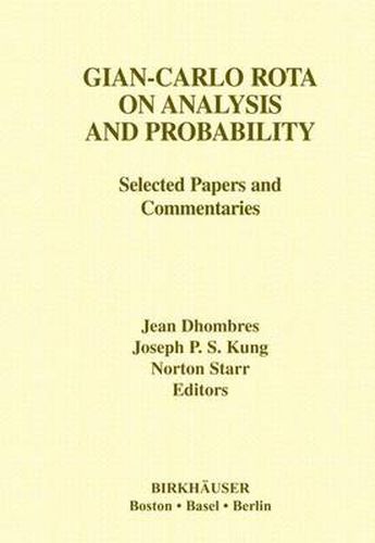 Cover image for Gian-Carlo Rota on Analysis and Probability: Selected Papers and Commentaries