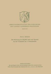 Cover image for Die Bedeutung Der Begriffe Stasis Und Aponoia Fur Das Verstandnis Des 1. Clemensbriefes