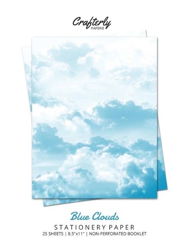 Cover image for Blue Clouds Stationery Paper: Aesthetic Letter Writing Paper for Home, Office, Letterhead Design, 25 Sheets