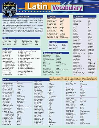 Cover image for Latin Vocabulary: a QuickStudy Laminated Reference Guide