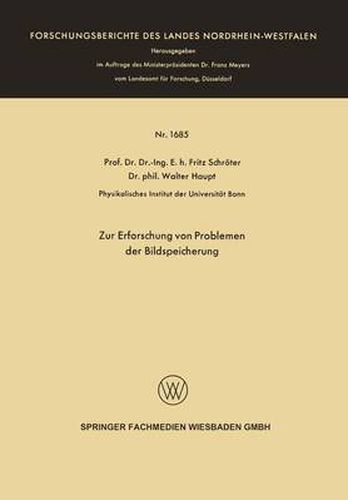 Cover image for Zur Erforschung Von Problemen Der Bildspeicherung