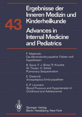 Cover image for Advances in Internal Medicine and pediatrics/Ergebnisse der Inneren Medizin und Kinderheilkunde