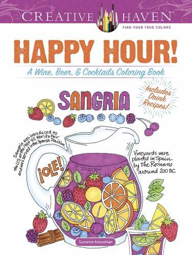 Cover image for Creative Haven Happy Hour!: A Wine, Beer, and Cocktails Coloring Book