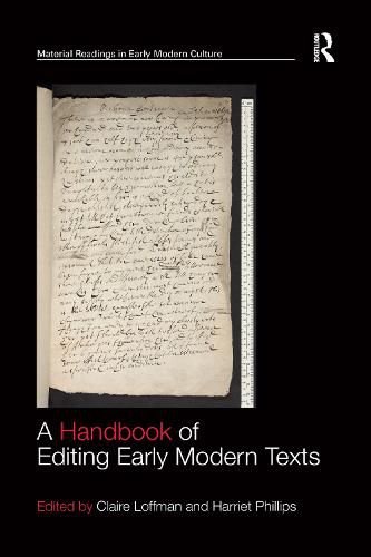 Cover image for A Handbook of Editing Early Modern Texts