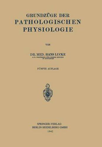 Cover image for Grundzuge Der Pathologischen Physiologie