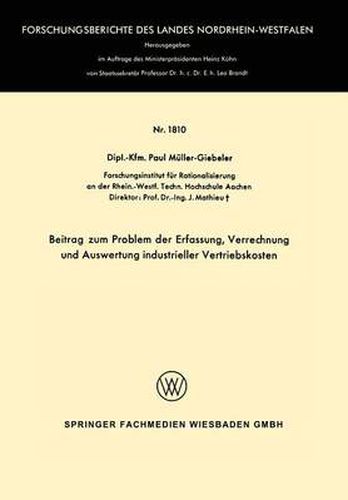 Cover image for Beitrag Zum Problem Der Erfassung, Verrechnung Und Auswertung Industrieller Vertriebskosten