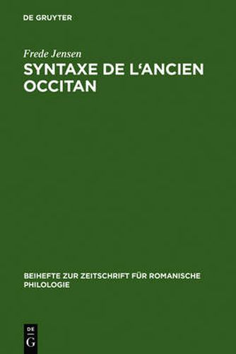 Cover image for Syntaxe de l'ancien occitan