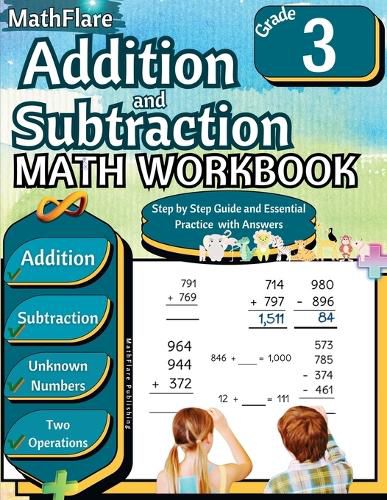 Cover image for Addition and Subtraction Math Workbook 3rd Grade