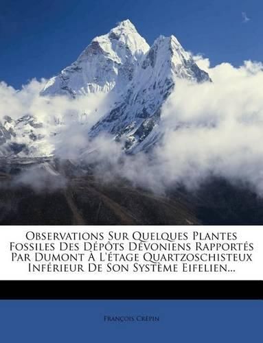 Observations Sur Quelques Plantes Fossiles Des D P Ts D Voniens Rapport?'s Par Dumont L' Tage Quartzoschisteux INF Rieur de Son Syst Me Eifelien...