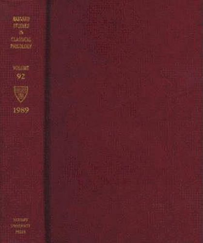 Cover image for Harvard Studies in Classical Philology, Volume 92