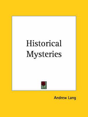 Cover image for Historical Mysteries (1904)