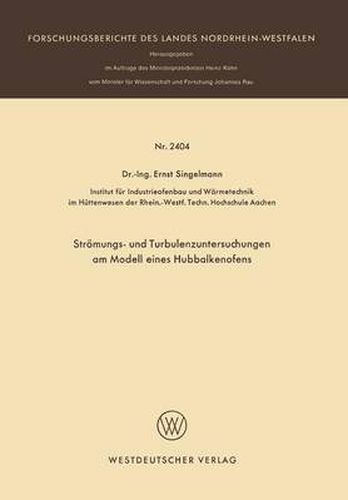 Cover image for Stroemungs- Und Turbulenzenuntersuchungen Am Modell Eines Hubbalkenofens