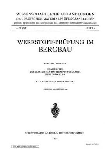 Cover image for Werkstoff-Prufung Im Bergbau