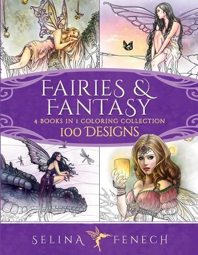 Cover image for Fairies and Fantasy Coloring Collection: 4 Books in 1 - 100 Designs