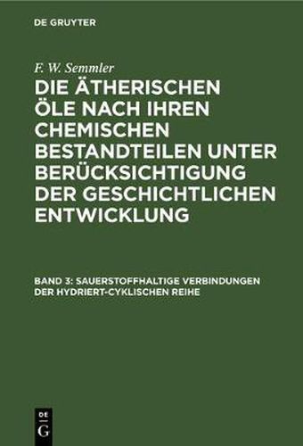 Cover image for Sauerstoffhaltige Verbindungen Der Hydriert-Cyklischen Reihe