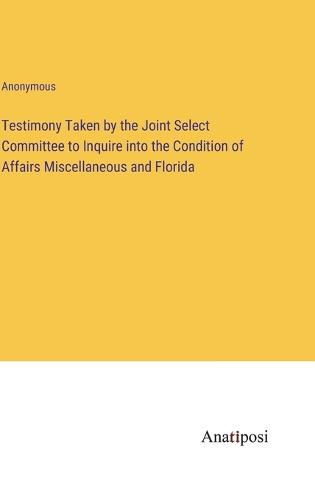 Cover image for Testimony Taken by the Joint Select Committee to Inquire into the Condition of Affairs Miscellaneous and Florida