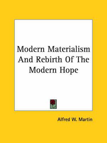 Cover image for Modern Materialism and Rebirth of the Modern Hope