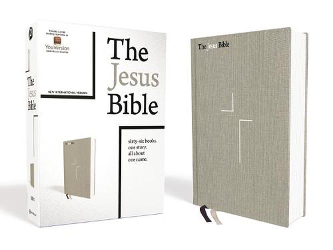 Cover image for The Jesus Bible, NIV Edition, Cloth over Board, Gray Linen, Comfort Print